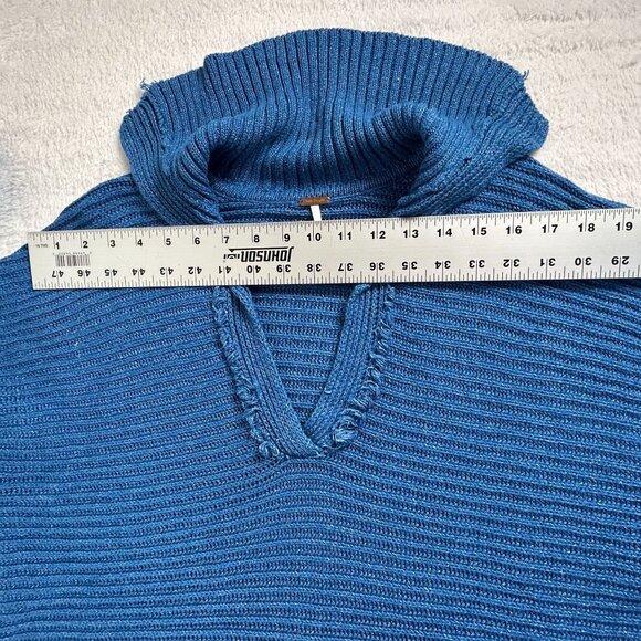 Free People Womens Marley Collared Cropped Oversized V-Neck Sweater Size XS Blue - Picture 6 of 8